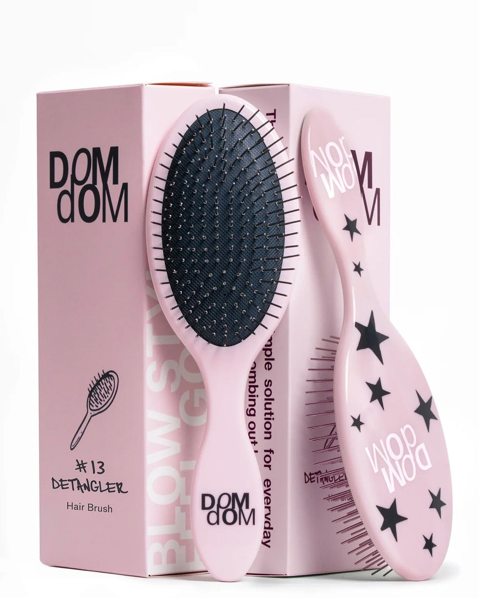 Dom Dom #13 Detangler Brush Pink Stars